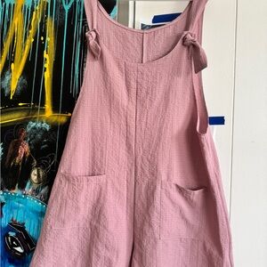 Etsy Boho Dusty Rose Linen-Look Tie-Strap Romper - Medium
